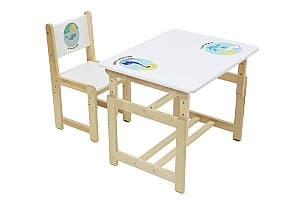 Masa de scris Polini Kids Eco 400 SM Dino White/Natural