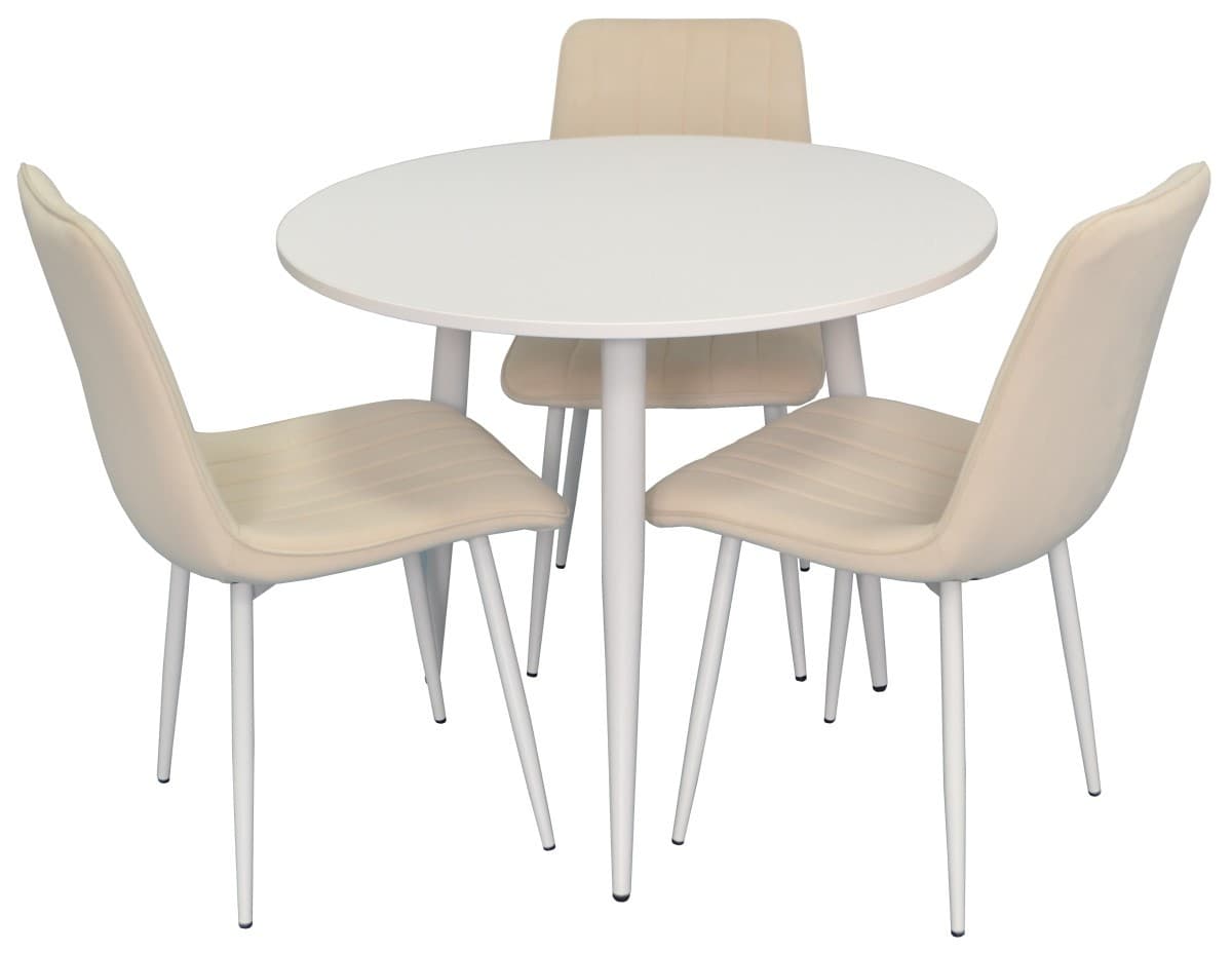 Set de masa cu scaune Evelin DT 404-5 + 3 scaune XR-154 Wh/Crem-3