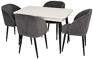 Set de masa cu scaune Evelin DT 432-1R B + 4 scaune LC-618 B/Dark Grey 57