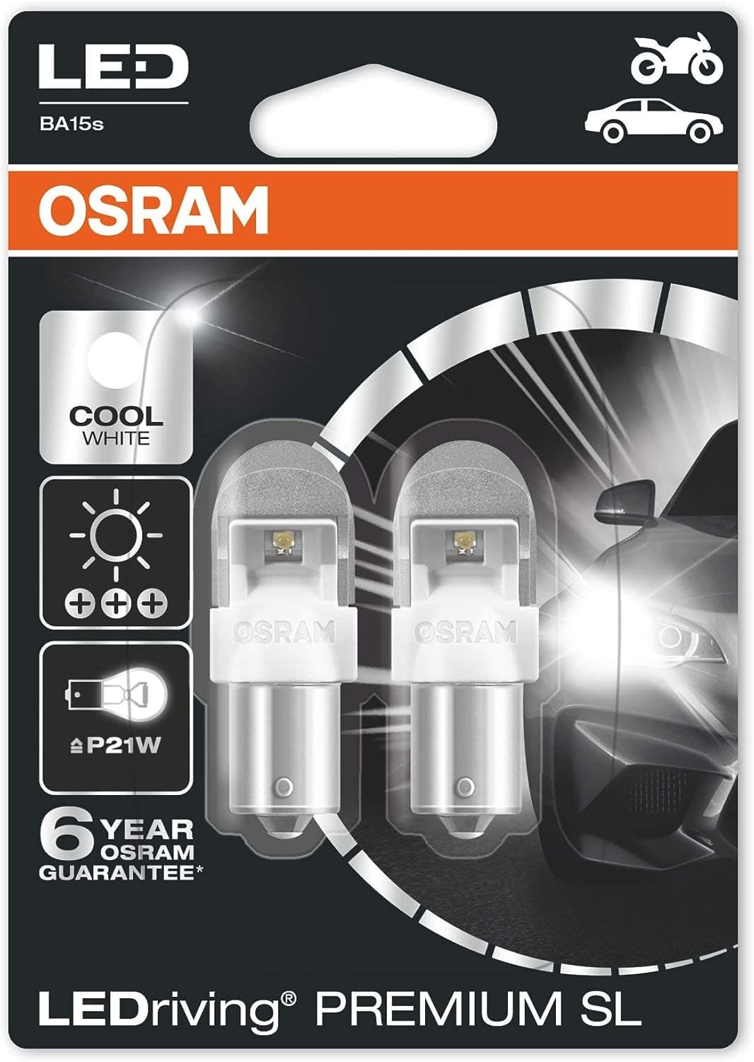 Автомобильная лампа Osram P21W 2W Cool White 6000K LEDriving 2шт OS-7556CW-02B