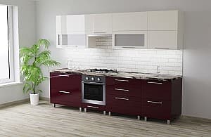 Кухня PS Garis (High Gloss) 2.8 m Bianco/Bordo