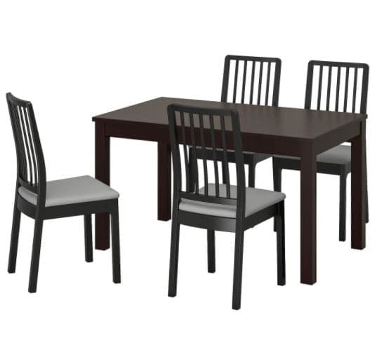 Set de masa cu scaune IKEA Laneberg/Ekedalen Brown/ Black Gray (4 scaune )