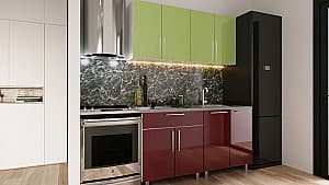 Кухня PS Мини (High Gloss) 1.6 m Green/Bordo