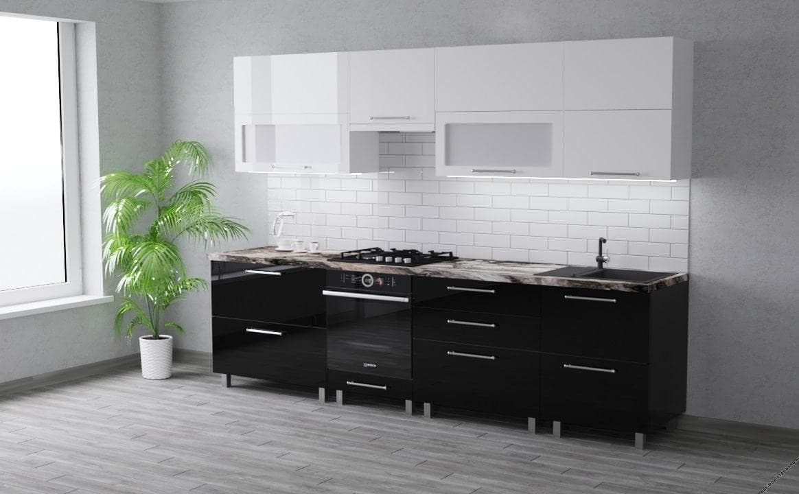 Bucatarie PS Blum (High Gloss) 2.8 m White/Black