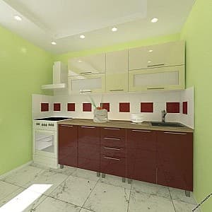 Bucatarie PS Lena 2m (in sus) High gloss Bordo/Bianco