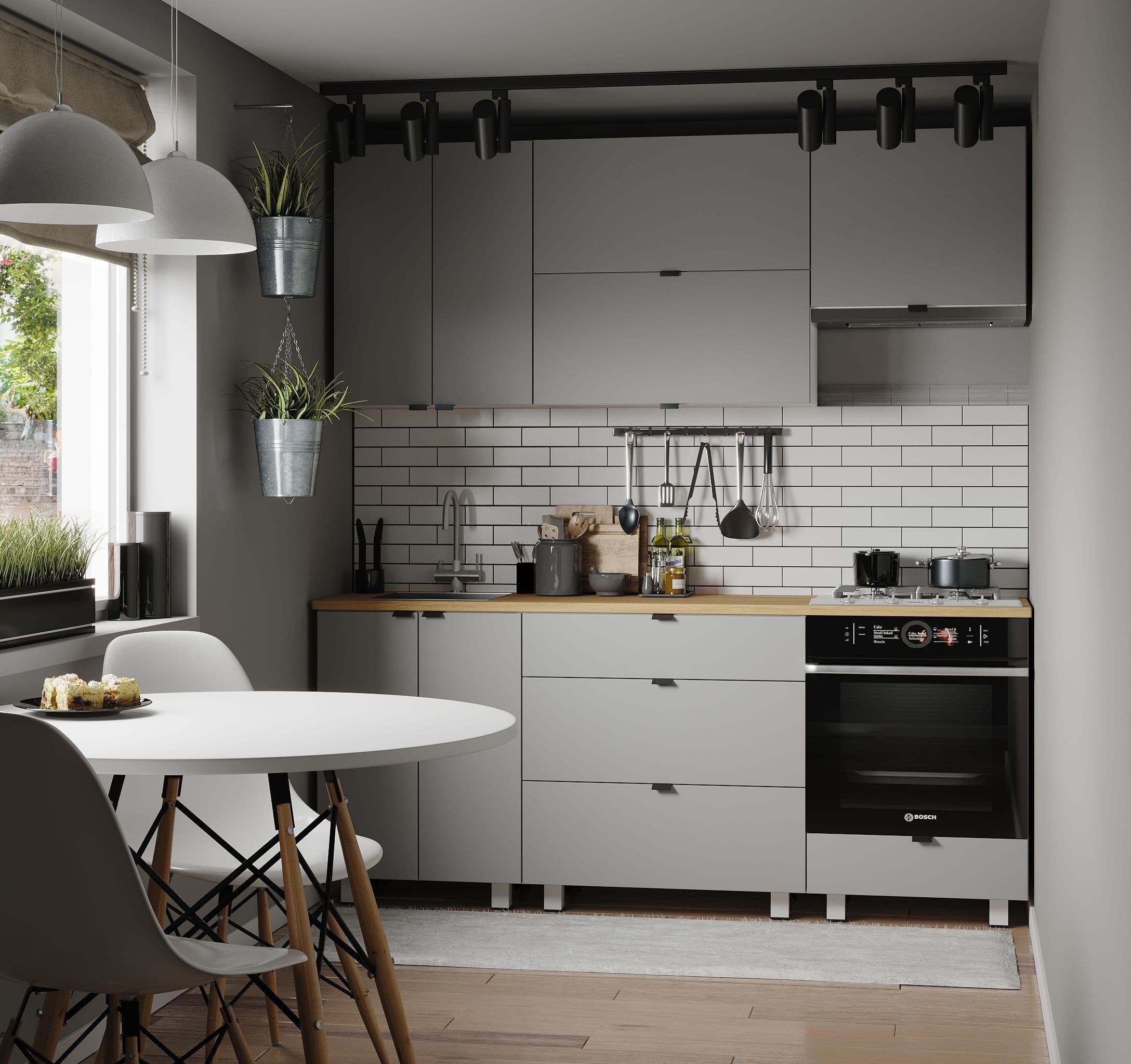 Кухня Fabrik Home Como MDF 2000 мм Светло-серый матовый