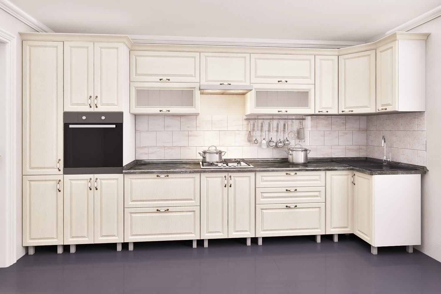Кухня PS Corner MDF 4.1x0.9 m Eco алебастр