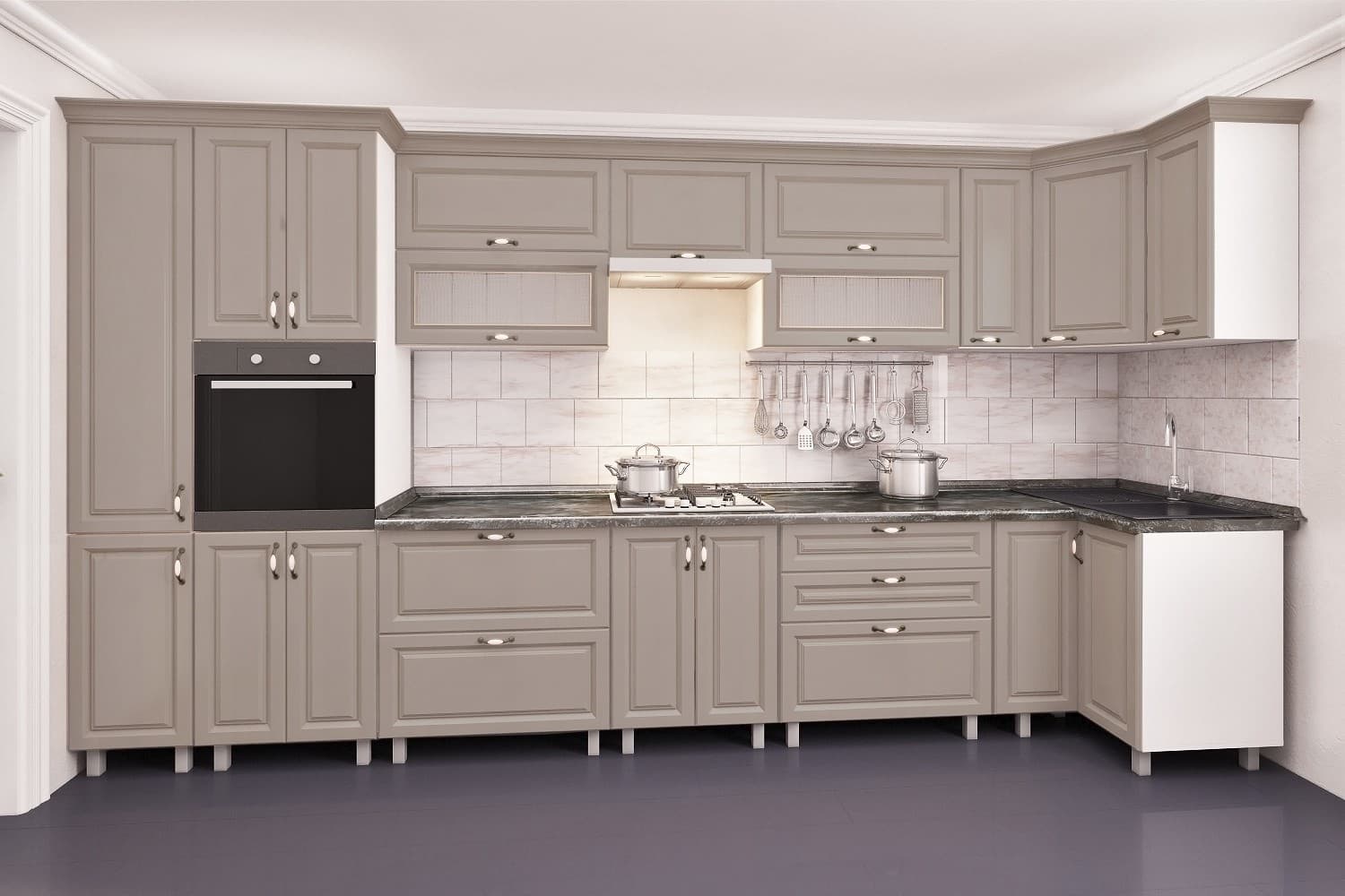 Кухня PS Corner MDF 4.1x0.9 m Eco дуб Конкордия