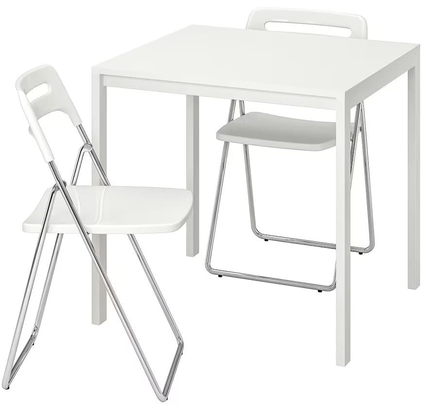 Set de masa cu scaune IKEA Melltorp/Nisse 75 cm Alb/Alb (1+2)