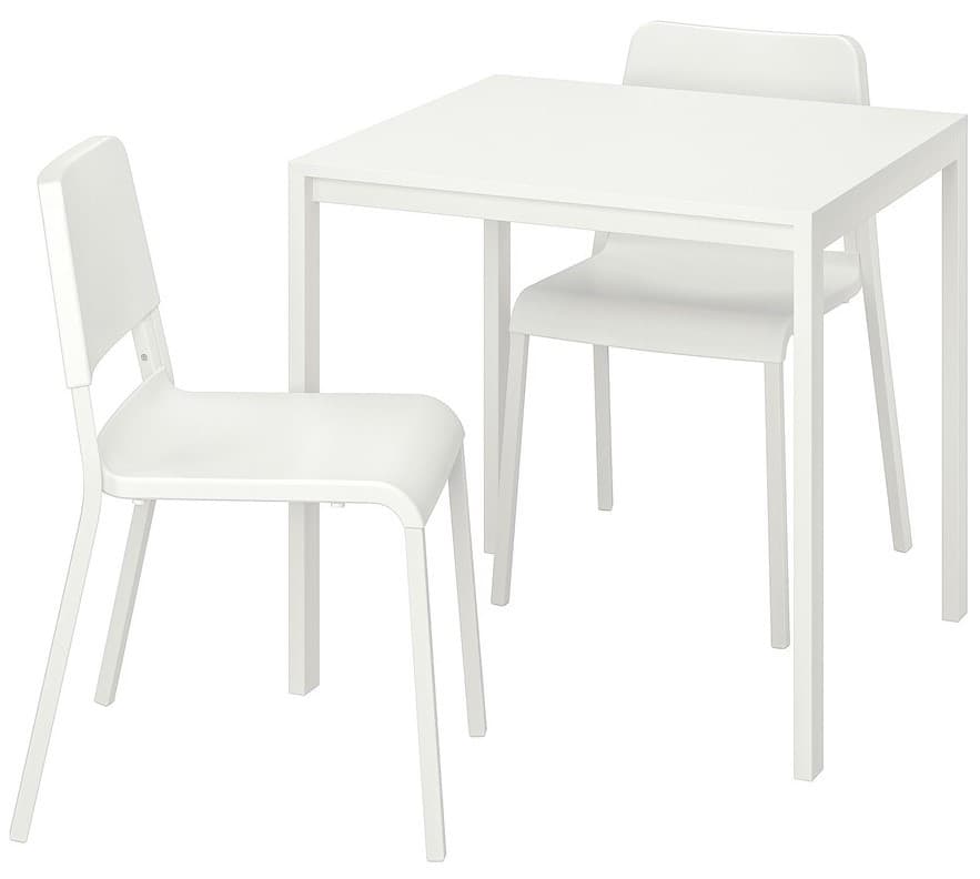 Набор стол и стулья IKEA Melltorp/Teodores 75x75 Белый/Белый (1+2)