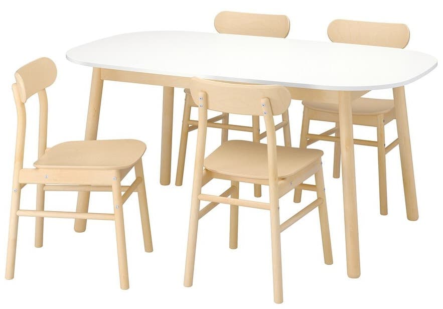 Set de masa cu scaune IKEA Vedbo/Ronninge 160x95 Alb/Mesteacan (1+4)