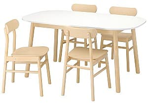 Set de masa cu scaune IKEA Vedbo/Ronninge 160x95 Alb/Mesteacan (1+4)