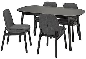 Set de masa cu scaune IKEA Vedbo 160x95 Negru (1+4)