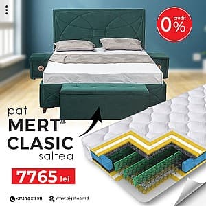 Pat VLM Mert-10 (163611) + Clasic 160x200 (55586), tapitat, de 2 persoane, cu saltea