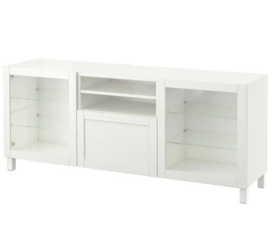 Comoda TV IKEA Besta White Hanviken, Sindvik Hanviken/Stubbarp white bottle 180x42x74 cm