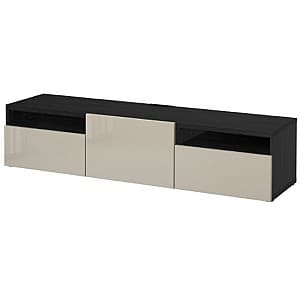 Тумба под ТВ IKEA Besta Black-Brown /Selsviken glossy beige 180x42x39 см