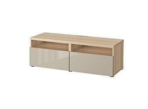 Comoda TV IKEA Besta antique oak / Selsviken glossy beige 120x42x39 cm