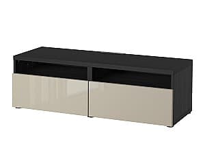 Тумба под ТВ IKEA Besta black brown/Selsviken glossy beige 120x42x39 см