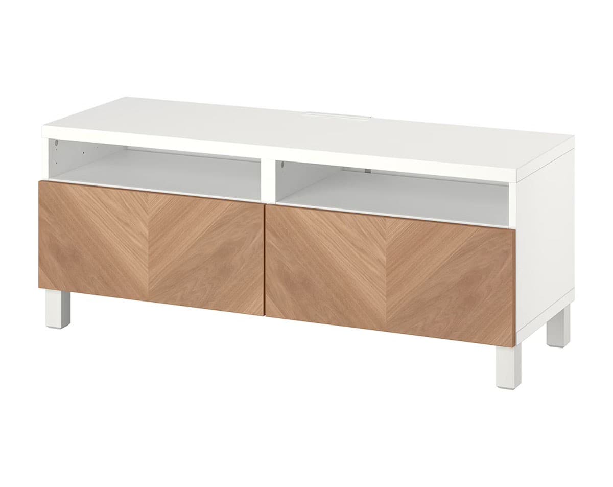 Comoda TV IKEA Besta white/Hedeviken/Stubbarp oak veneer