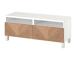 Тумба под ТВ IKEA Besta white/Hedeviken/Stubbarp oak veneer