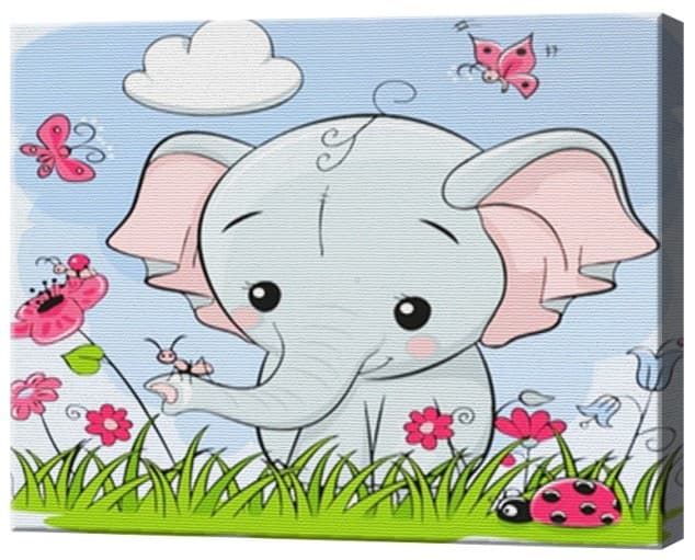 Tablou pe numere Art Gallery Elefant printre fluturi 20х30 cm