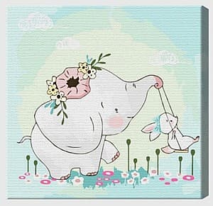 Tablou pe numere Art Gallery Elefant și iepuraș 20х20 cm