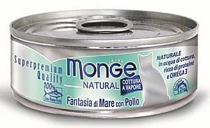 Hrană umedă pentru pisici Monge NATURAL Can Seafood mixed with chicken 80gr