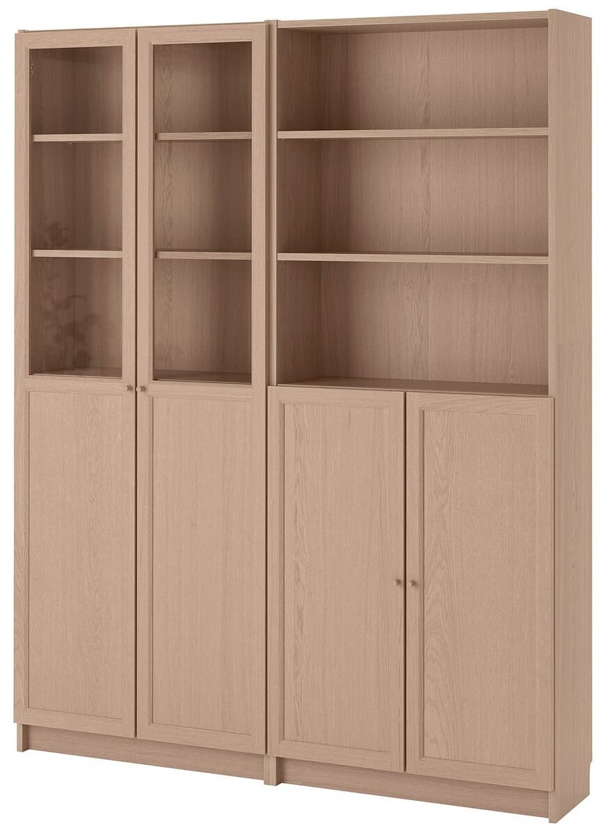 Dulap cu vitrina IKEA Billy / Oxberg  oak veneer-white 160x30x202 cm