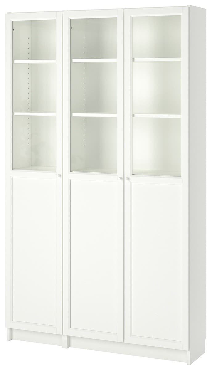 Dulap cu vitrina IKEA Billy / Oxberg White 120x30x202 cm