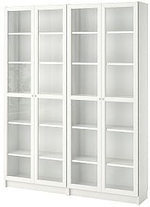 Dulap cu vitrina IKEA Billy / Oxberg white 160x202x28 см