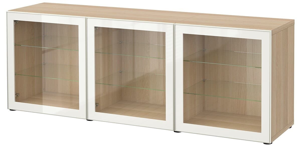 Витрина IKEA Besta antique oak / Glassvik white glass