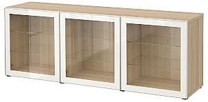 Dulap cu vitrina IKEA Besta antique oak / Glassvik white glass