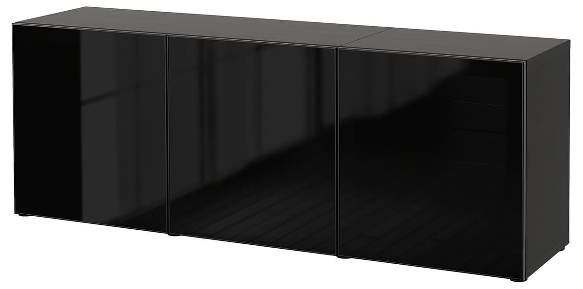 Витрина IKEA Besta black-brown / Glassvik black glass / smoky