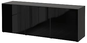 Витрина IKEA Besta black-brown / Glassvik black glass / smoky