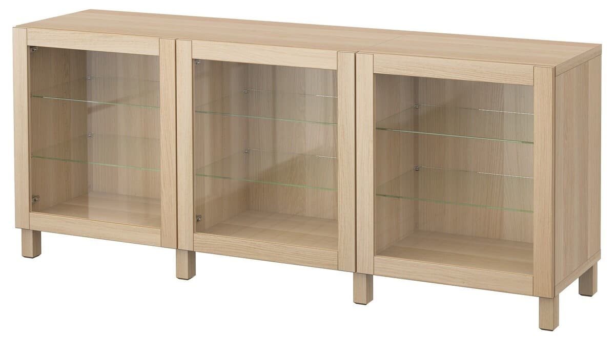 Витрина IKEA Besta Sindvik clear glass/white oak 180x42x74 см