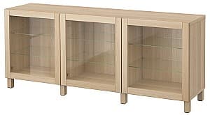 Витрина IKEA Besta Sindvik clear glass/white oak 180x42x74 см