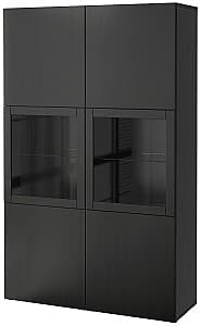 Dulap cu vitrina IKEA Besta Lappviken, Sindvik black-brown glass 120x40x192 cm