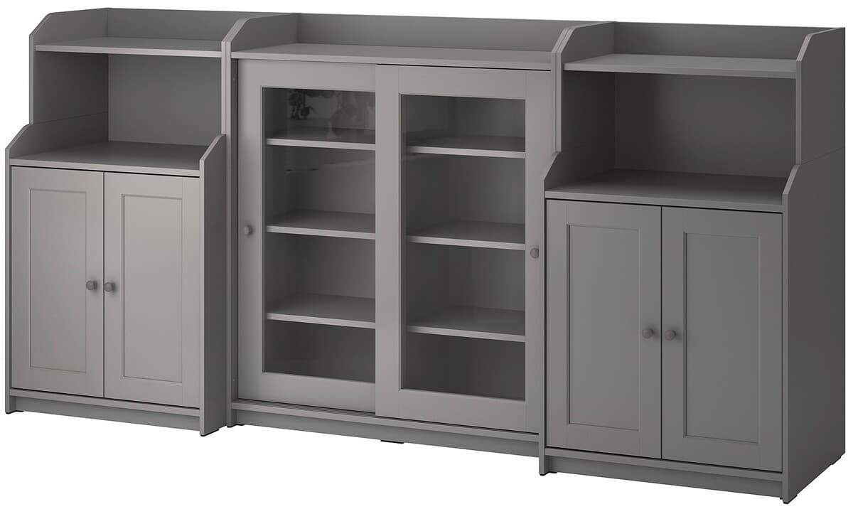 Витрина IKEA Hauga Gray 244x46x116 см