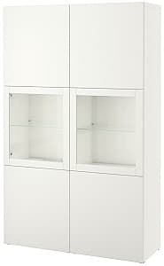 Витрина IKEA Besta White / Selsviken clear white / glossy glass 120x40x192 cm