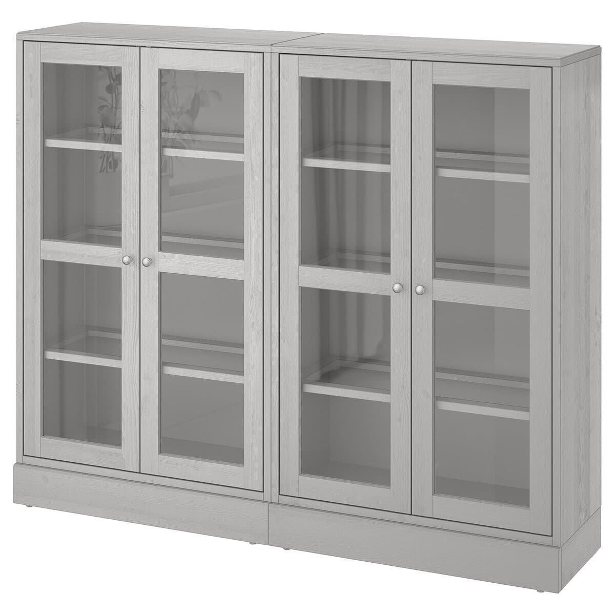 Dulap cu vitrina IKEA Havsta Gray 162x37x134 cm