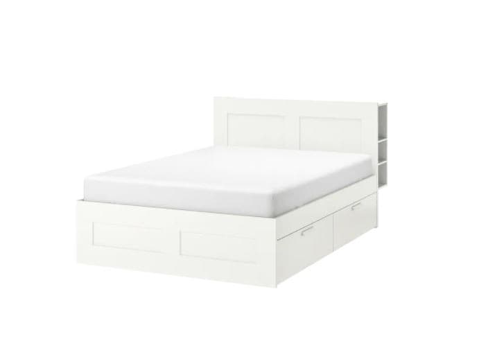 Pat IKEA Brimnes white Luroy 140×200 cm (4 cutii de depozitare)