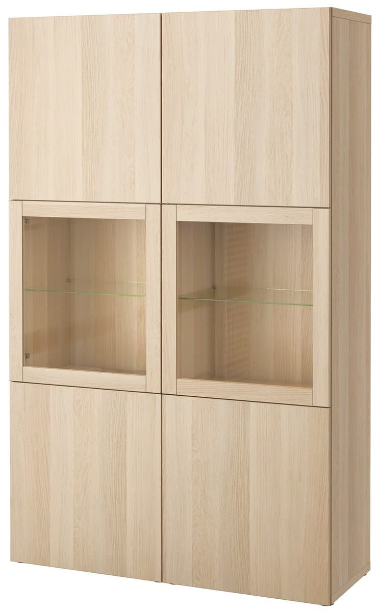 Витрина IKEA Besta Lappviken, Sindvik transparent glass, white oak, 120x40x192 см