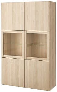 Витрина IKEA Besta Lappviken, Sindvik transparent glass, white oak, 120x40x192 см