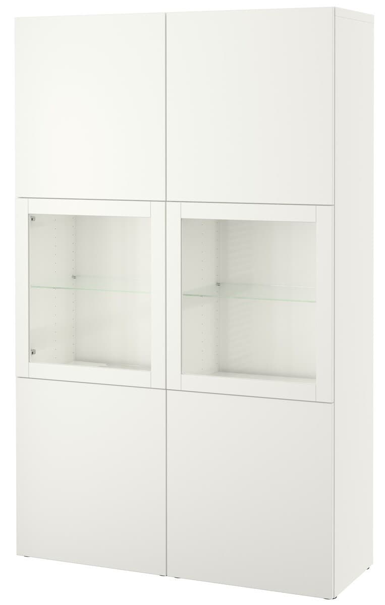 Dulap cu vitrina IKEA Besta Lappviken, Sindvik white glass, 120x40x192 cm