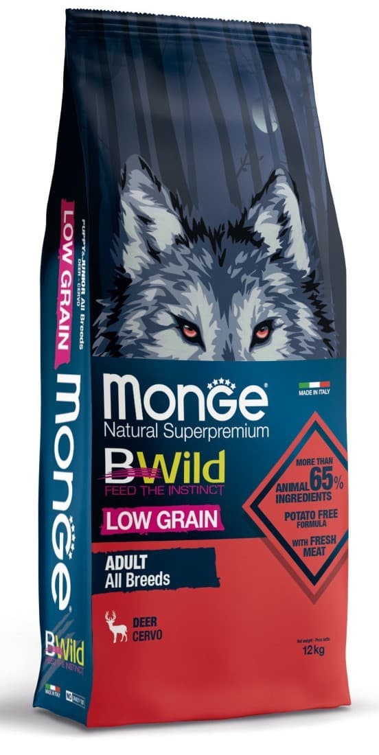 Hrană uscată pentru câini Monge BWILD LOW GRAIN ADULT Deer 12kg