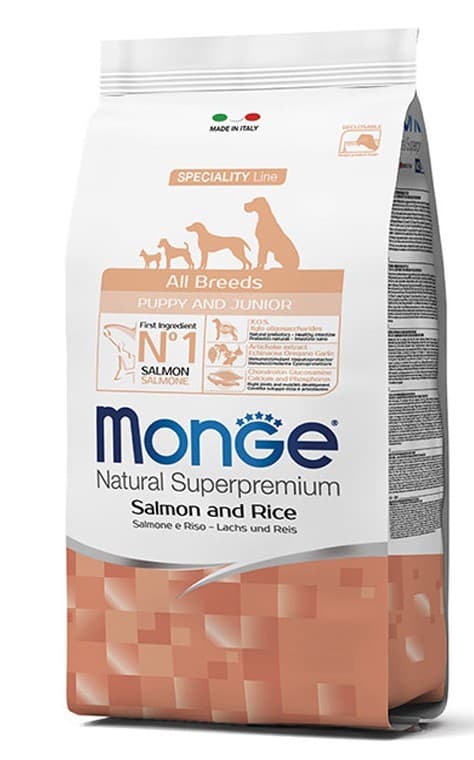 Hrană uscată pentru câini Monge ALL BREED PUPPY Salmone/Rice 12kg