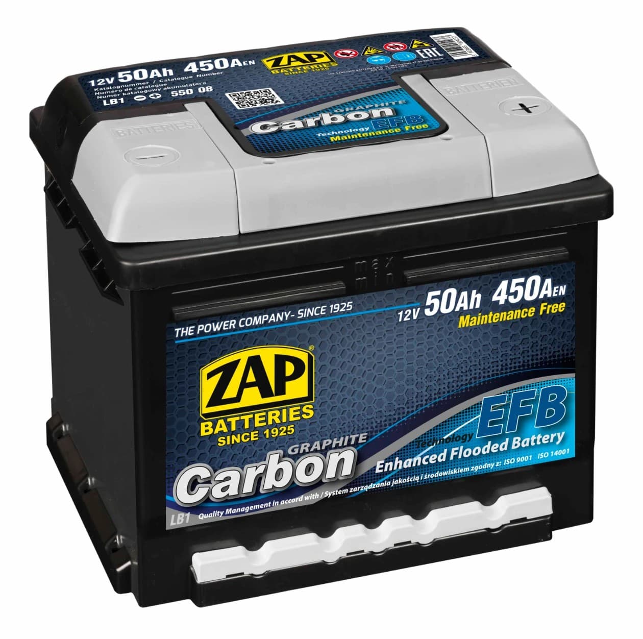 Автомобильный аккумулятор ZAP 50 Ah CARBON EFB euro
