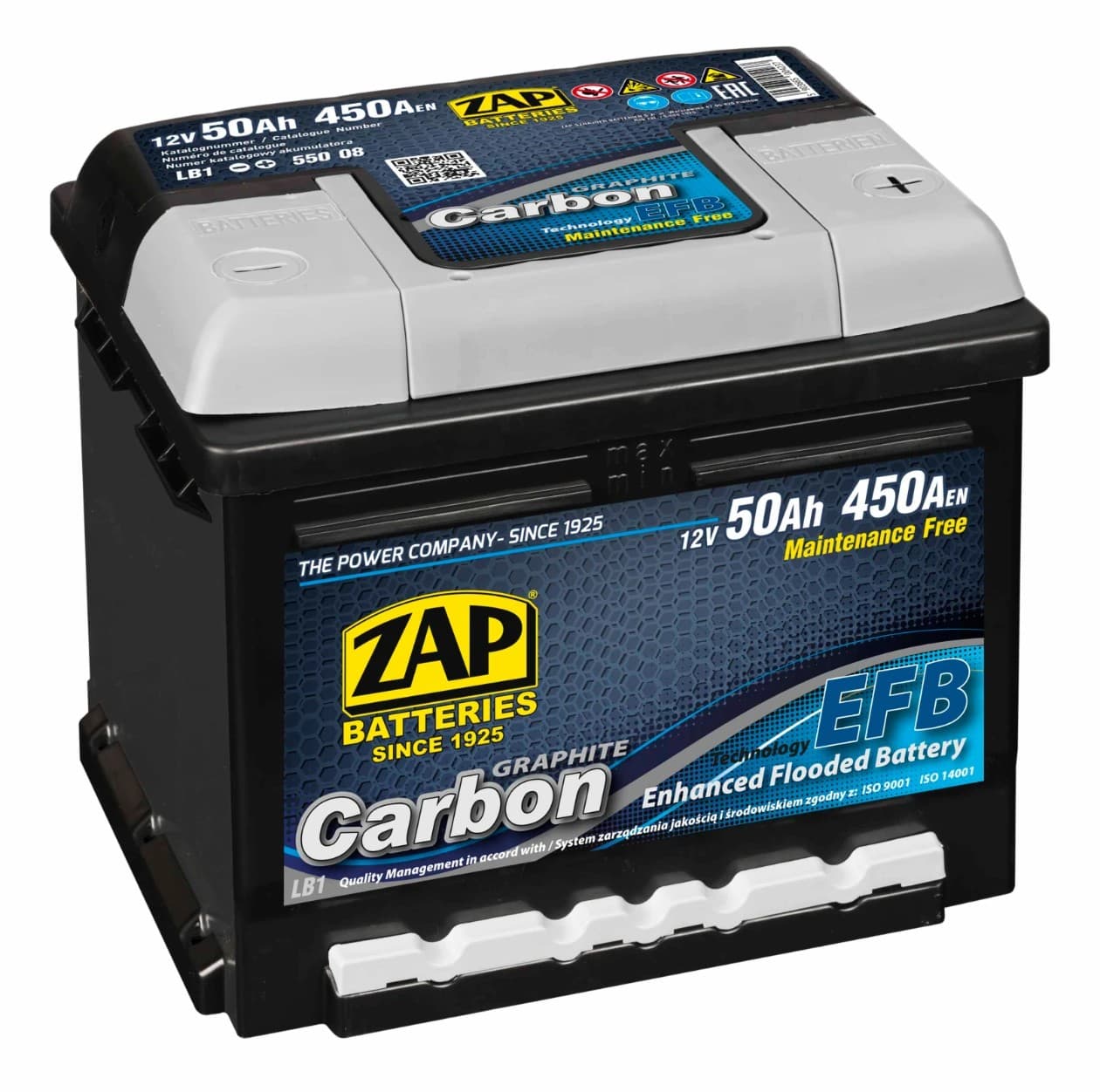 Acumulator auto ZAP 50 Ah CARBON EFB euro