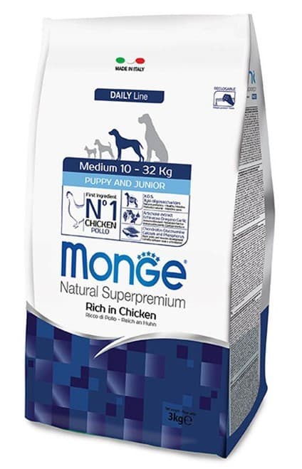Hrană uscată pentru câini Monge DOG MEDIUM PUPPY&JUNIOR 3kg