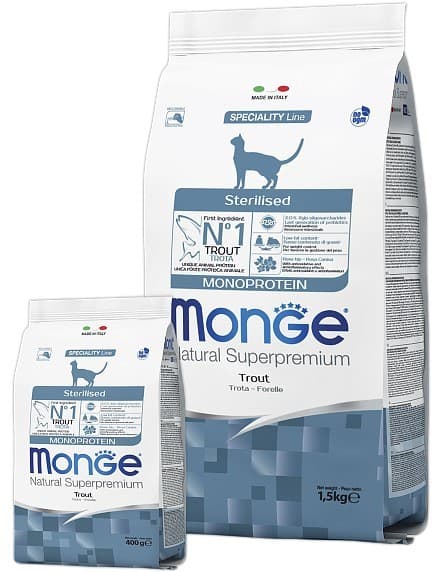 Сухой корм для кошек Monge STERILISED MONOPROTEIN TROUT 400gr